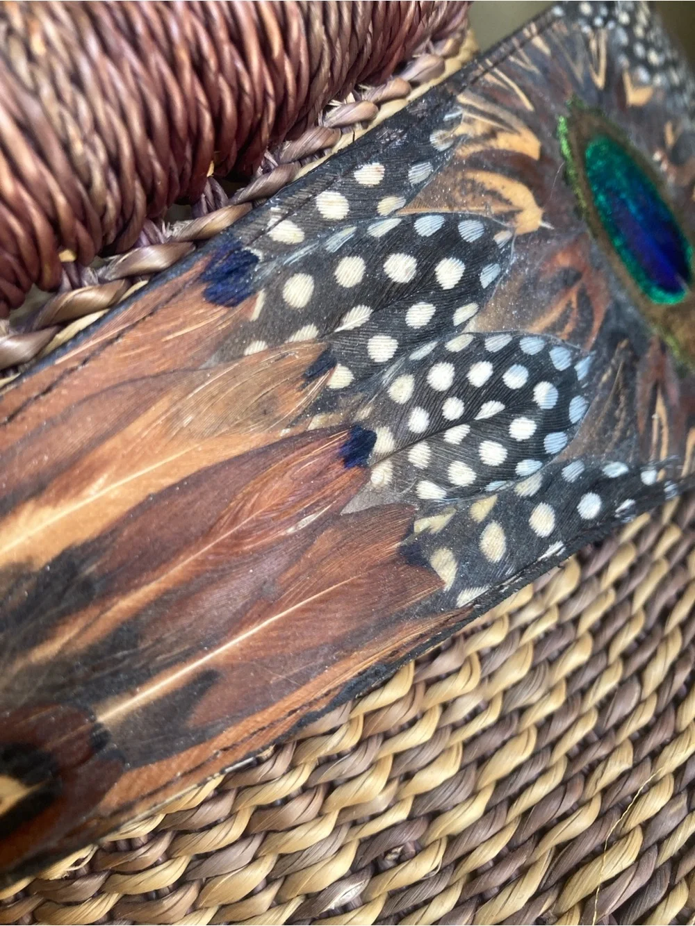 RARE Vintage Peacock Feather Two Buckle Side belt 60’s 70’s western boho corset